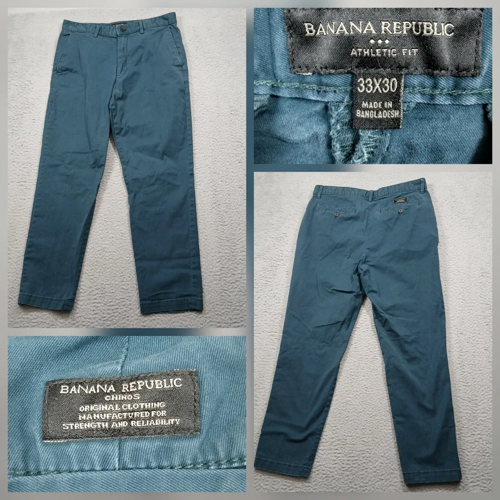 Banana Republic Chinos Men's 33x30 Blue Athletic Fit Pants‎ Casual